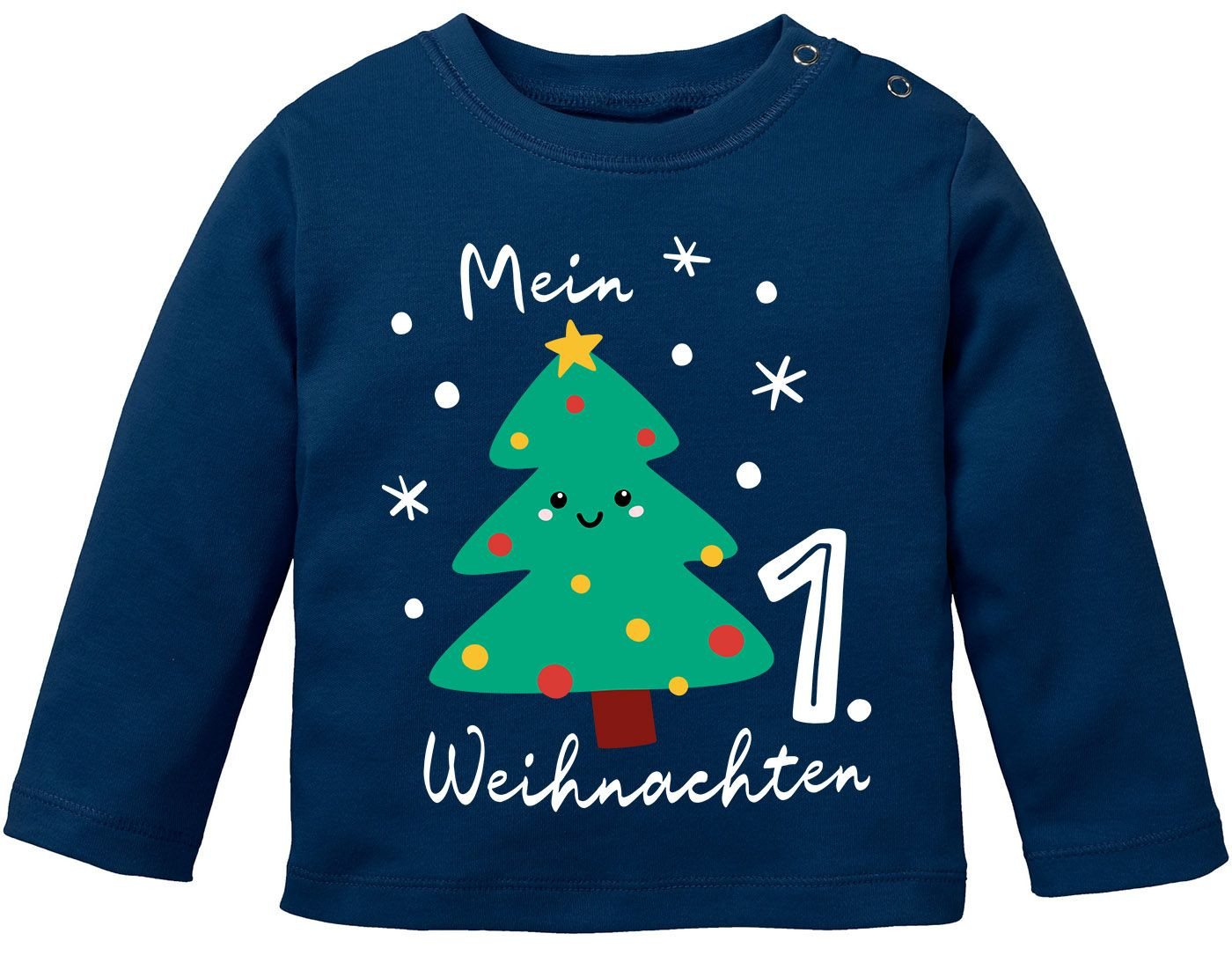 MoonWorks Rundhalsshirt Baby Langarmshirt erstes Weihnachten Design Tannenbaum von MoonWorks