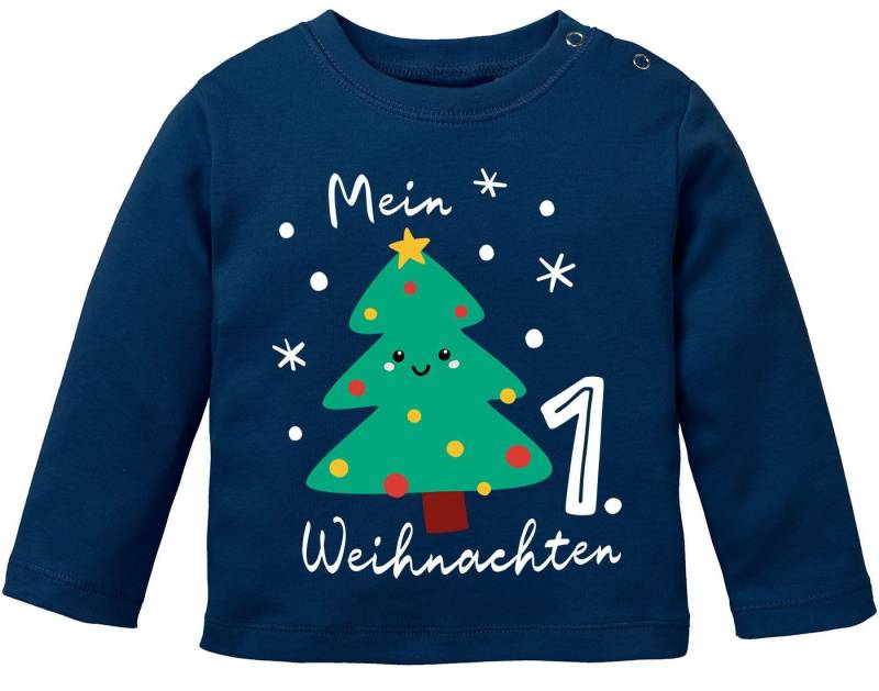 MoonWorks Rundhalsshirt Baby Langarmshirt erstes Weihnachten Design Tannenbaum von MoonWorks