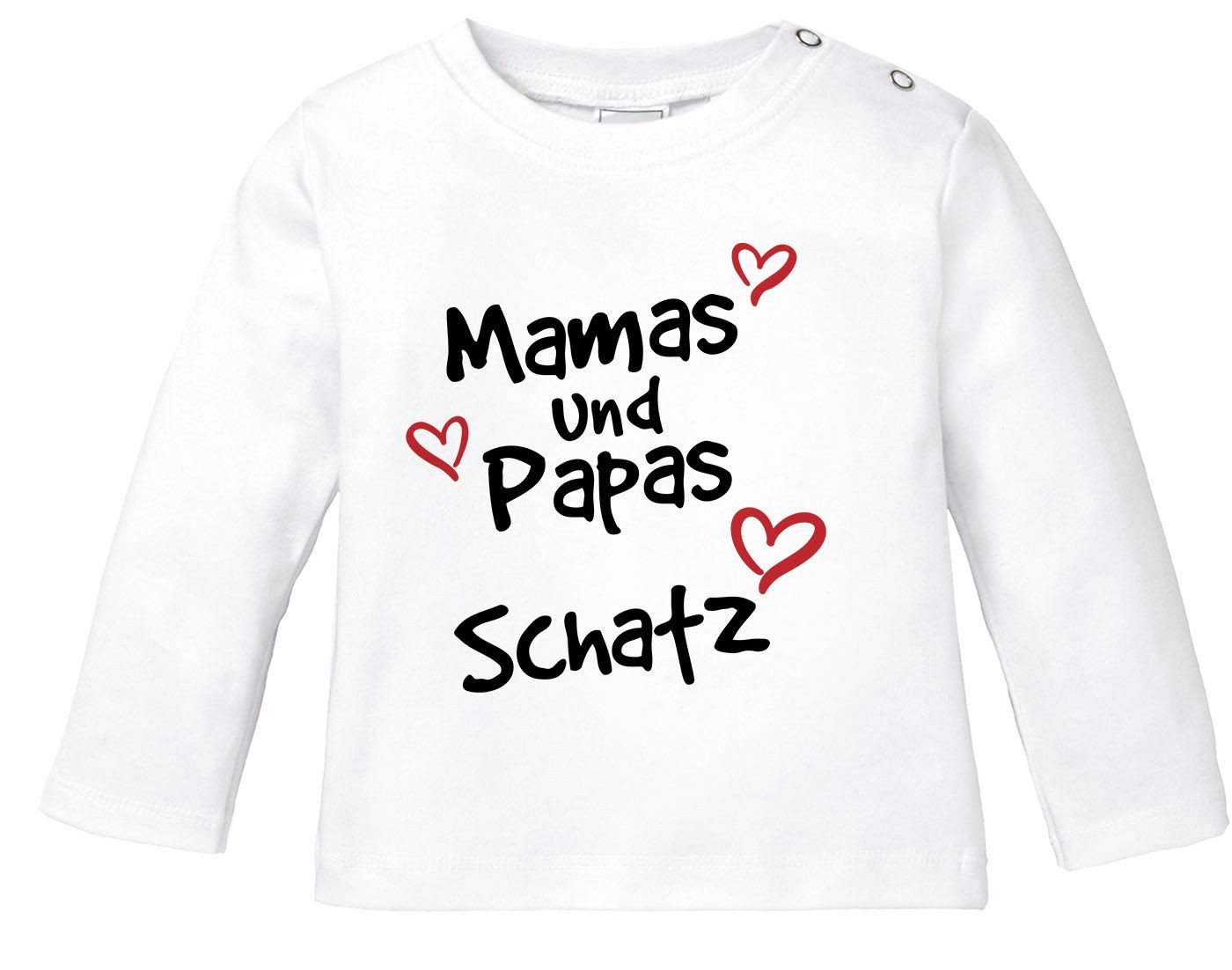 MoonWorks Rundhalsshirt Baby Langarmshirt mit Spruch Mamas/Papas Schatz mit Herzen Jungen von MoonWorks