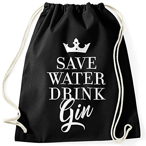 MoonWorks Save water drink Gin Festival Turnbeutel schwarz unisize von MoonWorks