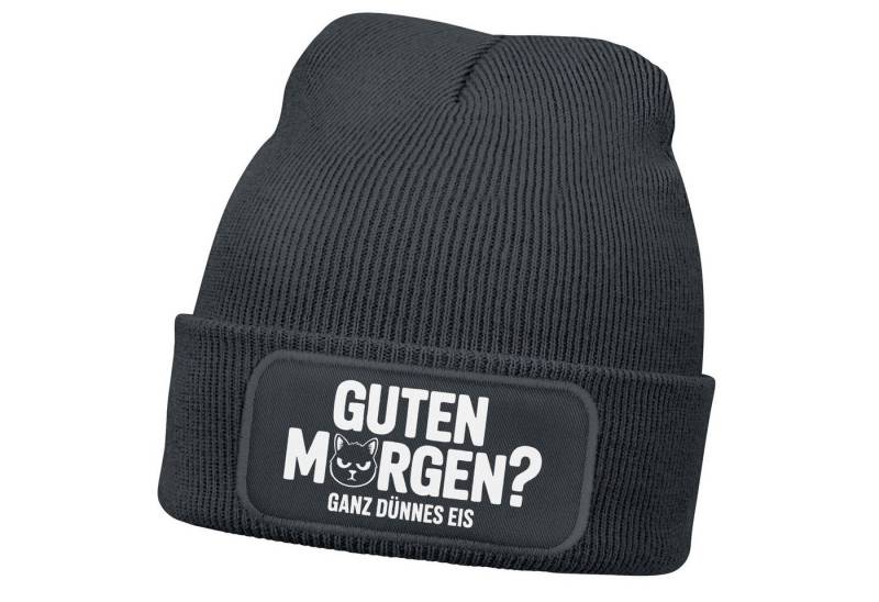 MoonWorks Strickmütze Damen Beanie Guten Morgen Katze Strickmütze mit Spruch Ganz dünnes von MoonWorks