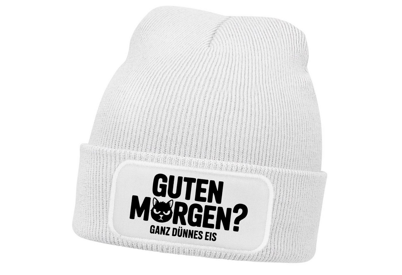 MoonWorks Strickmütze Damen Beanie Guten Morgen Katze Strickmütze mit Spruch Ganz dünnes von MoonWorks