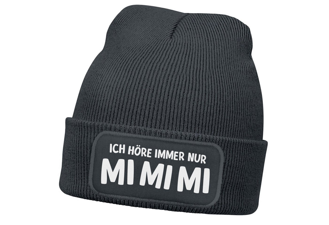 MoonWorks Strickmütze Damen Beanie Ich höre immer nur Mimimi Patch Strickmütze mit Spruch von MoonWorks
