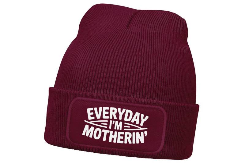 MoonWorks Strickmütze Damen Beanie Mom Spruch Everyday Mothering Strickmütze Aufdruck von MoonWorks