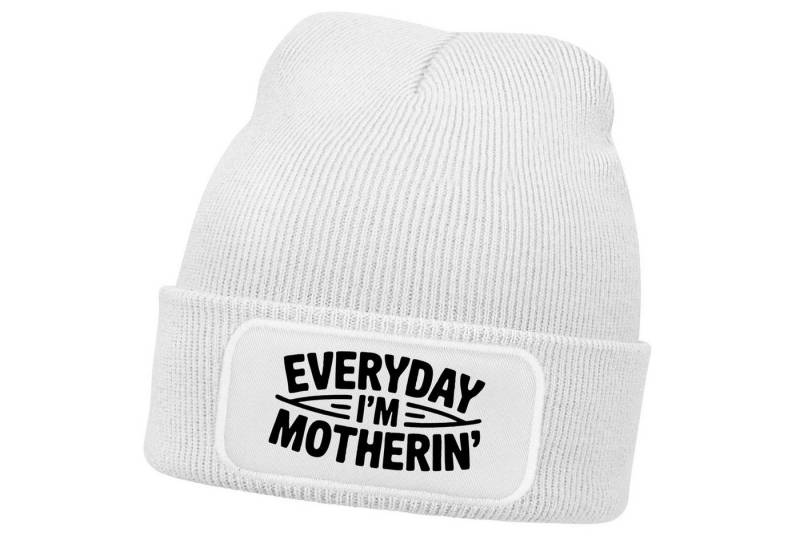 MoonWorks Strickmütze Damen Beanie Mom Spruch Everyday Mothering Strickmütze Aufdruck von MoonWorks