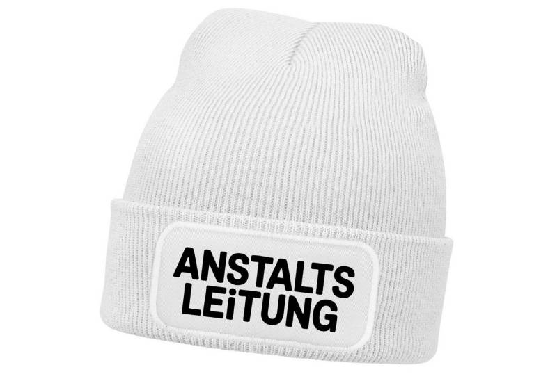 MoonWorks Strickmütze Damen Beanie Patch Bedruckt Lustig Anstaltsleitung Strickmütze mit von MoonWorks