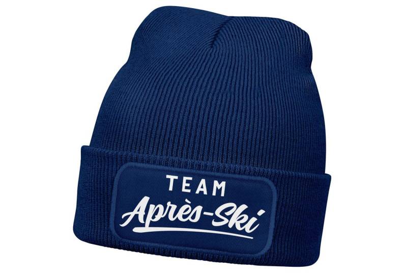 MoonWorks Strickmütze Damen Beanie Patch Skifahren Strickmütze mit Spruch Team Après Ski von MoonWorks