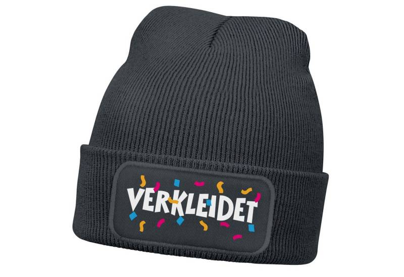 MoonWorks Strickmütze Damen Beanie Patch Strickmütze Spruch Karneval Fasching Aufdruck von MoonWorks