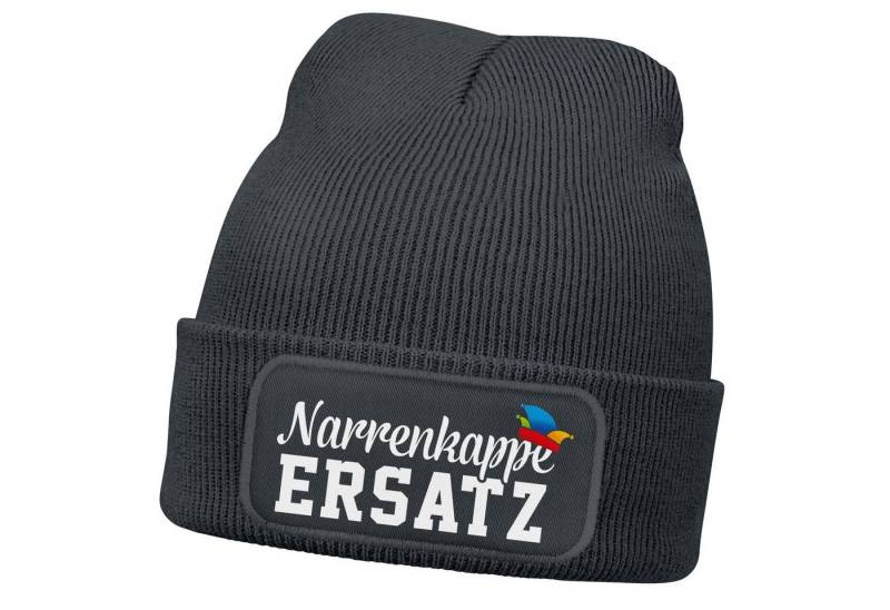 MoonWorks Strickmütze Damen Beanie Patch Strickmütze Spruch Karneval Fasching Aufdruck von MoonWorks