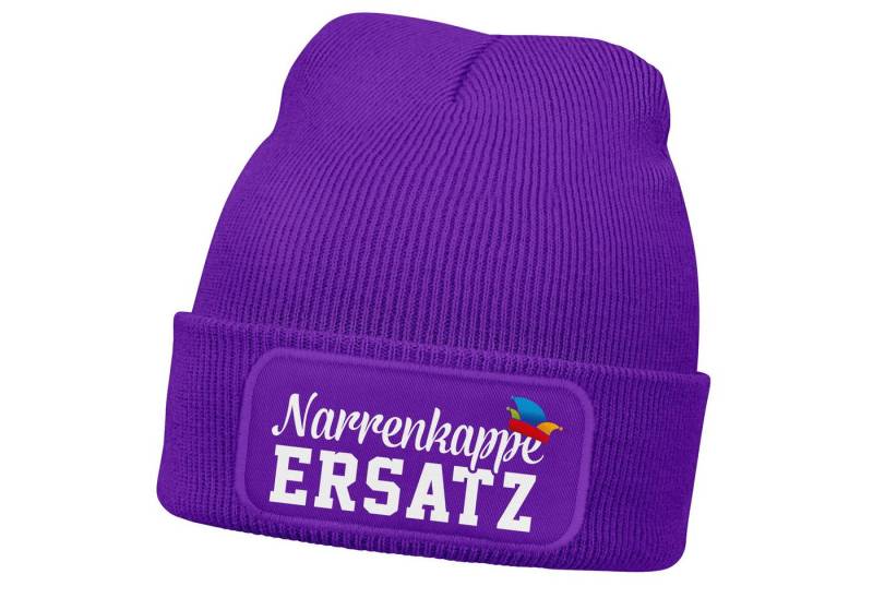 MoonWorks Strickmütze Damen Beanie Patch Strickmütze Spruch Karneval Fasching Aufdruck von MoonWorks
