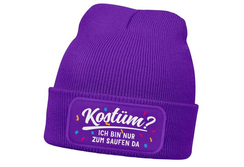 MoonWorks Strickmütze Damen Beanie Patch Strickmütze Spruch Karneval Fasching Aufdruck von MoonWorks