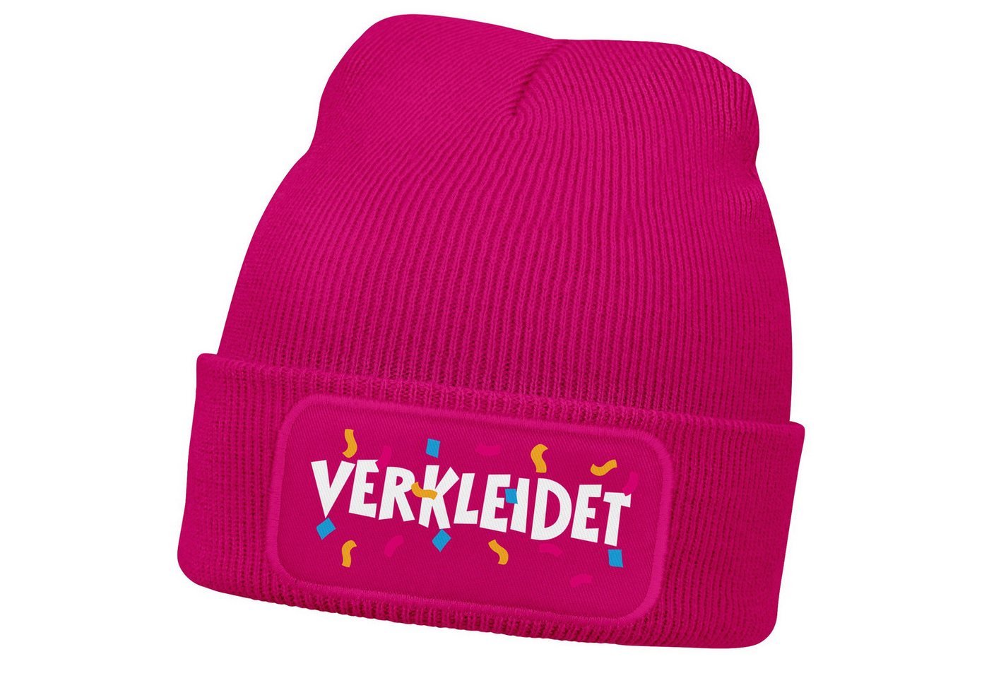 MoonWorks Strickmütze Damen Beanie Patch Strickmütze Spruch Karneval Fasching Aufdruck von MoonWorks