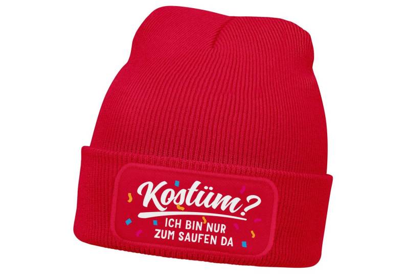 MoonWorks Strickmütze Damen Beanie Patch Strickmütze Spruch Karneval Fasching Aufdruck von MoonWorks