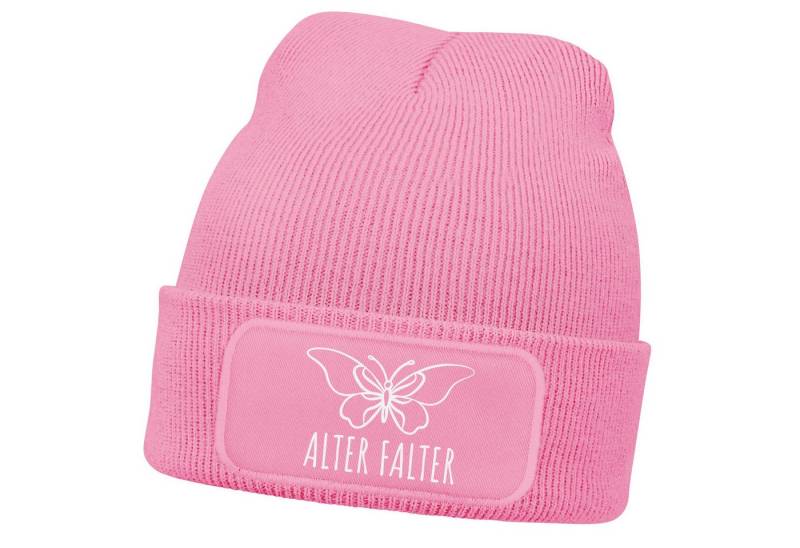MoonWorks Strickmütze Damen Beanie Patch Wortspiel Alter Falter Strickmütze mit Spruch von MoonWorks
