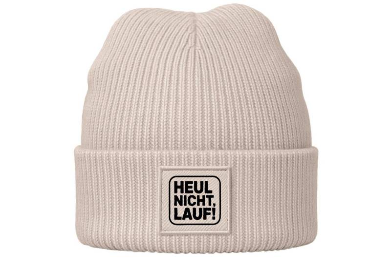 MoonWorks Strickmütze Damen Beanie Patch mit Aufdruck Heul nicht Lauf Wintermütze Frauen von MoonWorks