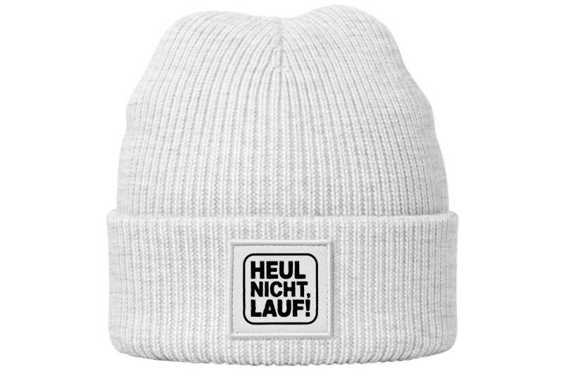 MoonWorks Strickmütze Damen Beanie Patch mit Aufdruck Heul nicht Lauf Wintermütze Frauen von MoonWorks