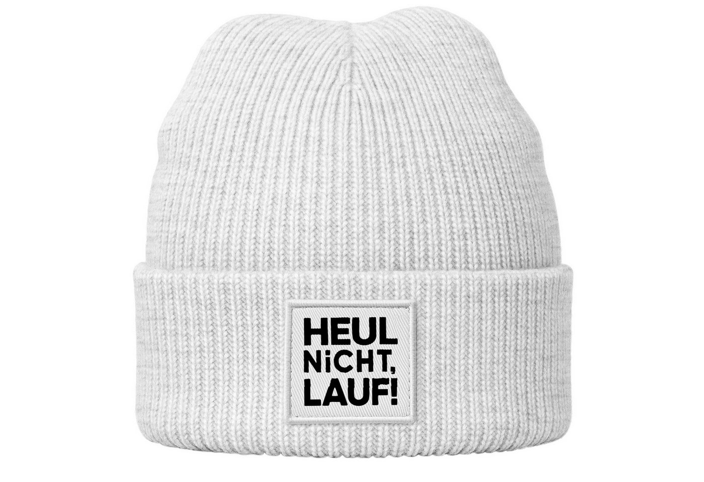 MoonWorks Strickmütze Damen Beanie Patch mit Aufdruck Heul nicht Lauf Wintermütze Frauen von MoonWorks