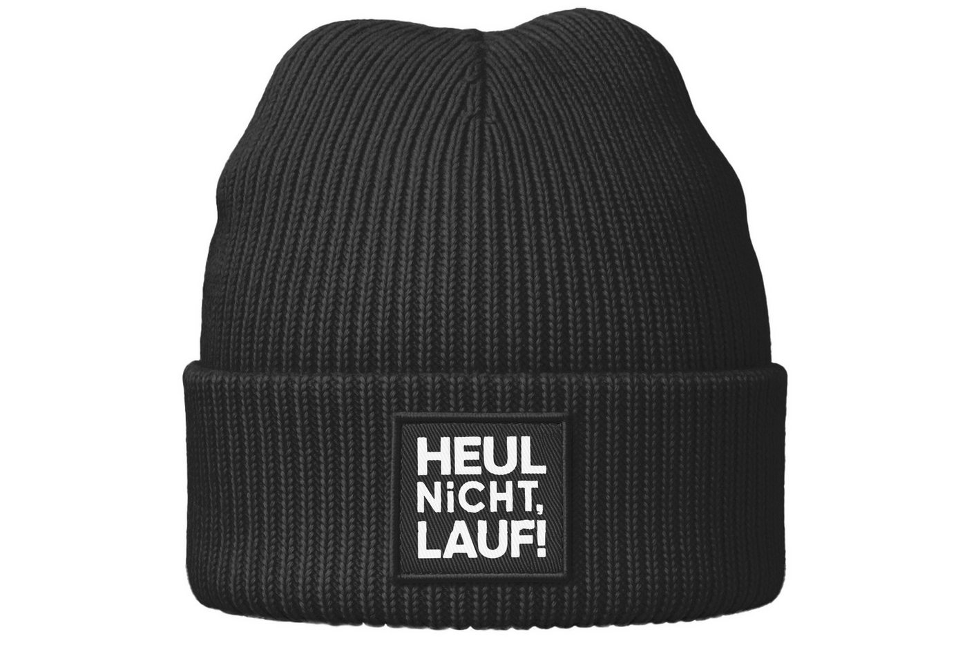 MoonWorks Strickmütze Damen Beanie Patch mit Aufdruck Heul nicht Lauf Wintermütze Frauen von MoonWorks