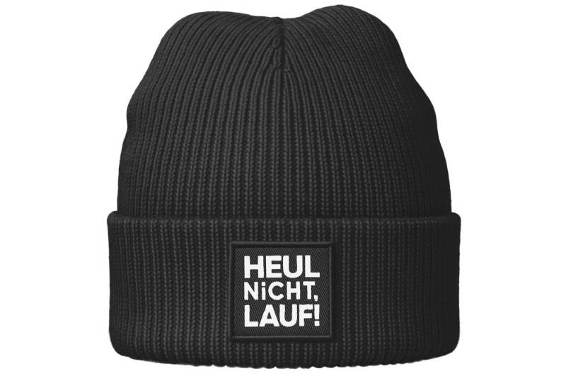 MoonWorks Strickmütze Damen Beanie Patch mit Aufdruck Heul nicht Lauf Wintermütze Frauen von MoonWorks