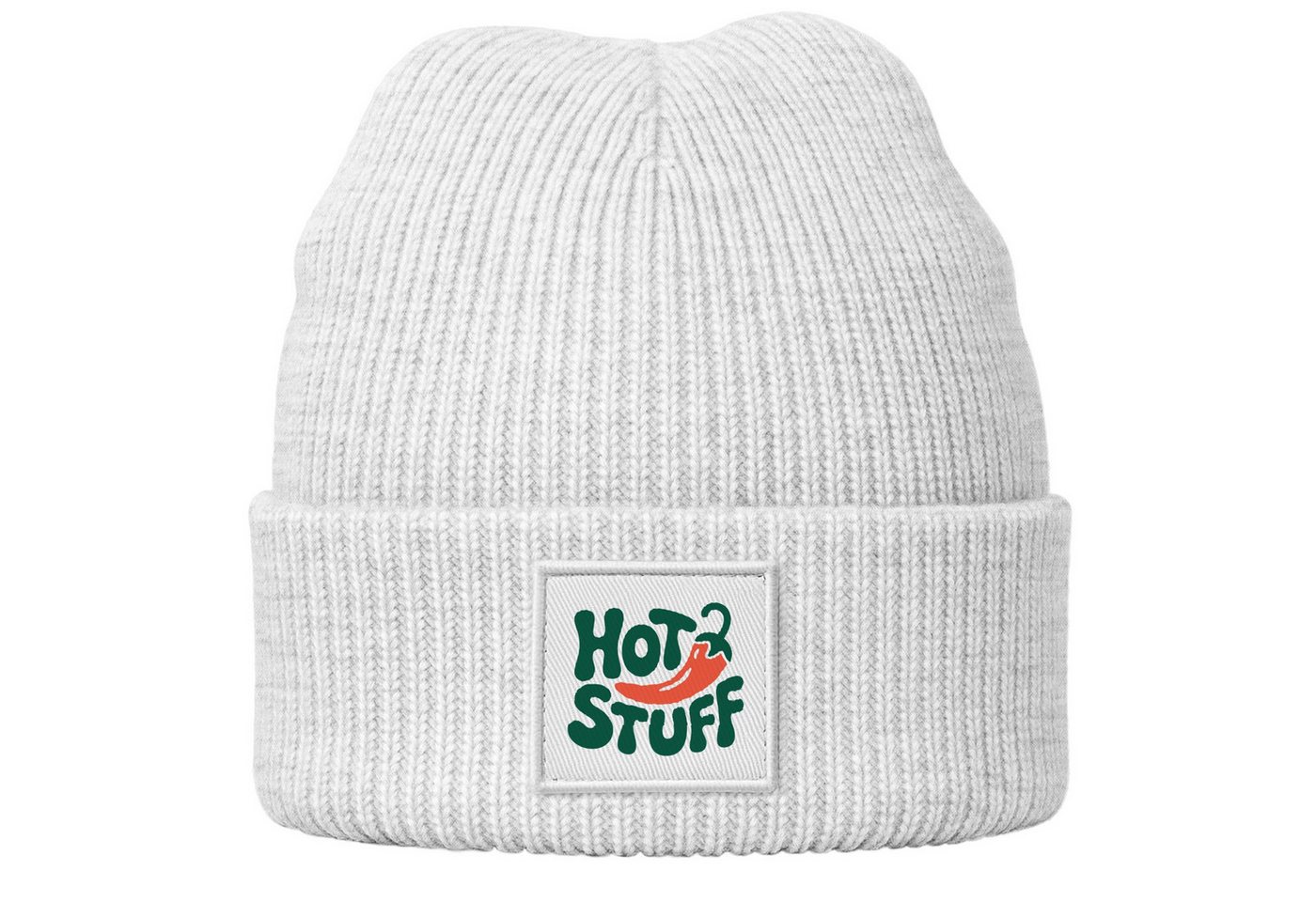 MoonWorks Strickmütze Damen Beanie Patch mit Aufdruck Hot Stuff Wintermütze Frauen von MoonWorks