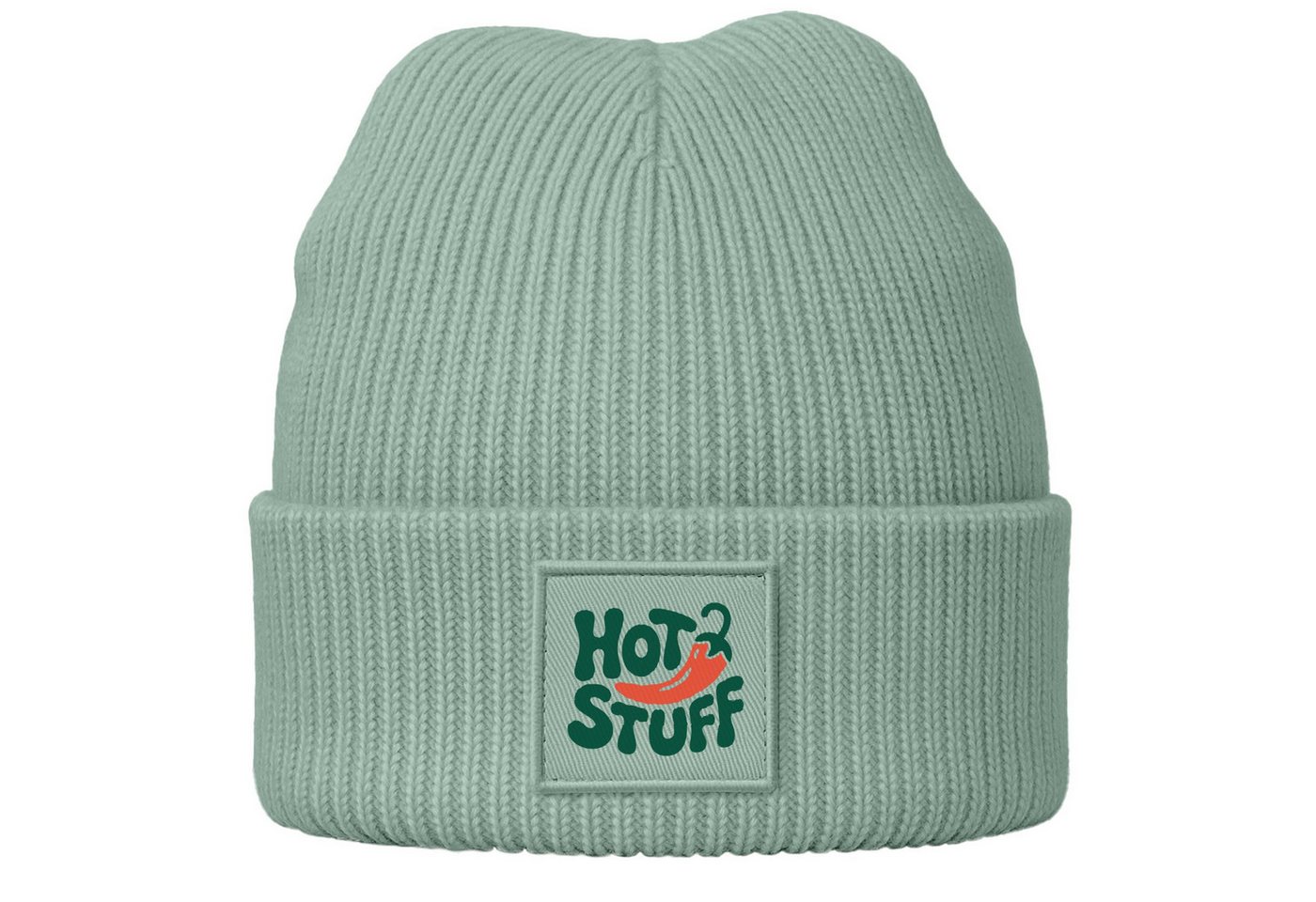 MoonWorks Strickmütze Damen Beanie Patch mit Aufdruck Hot Stuff Wintermütze Frauen von MoonWorks