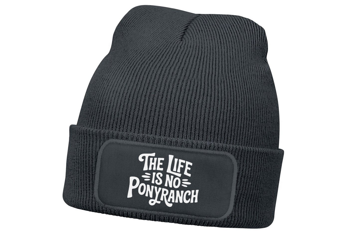 MoonWorks Strickmütze Damen Beanie Strickmütze mit Spruch Denglisch Life is no Ponyranch von MoonWorks