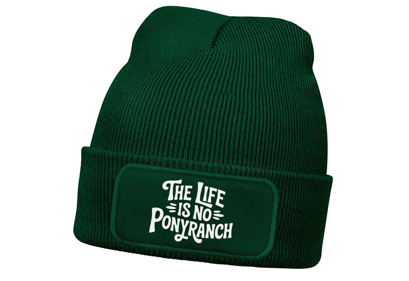 MoonWorks Strickmütze Damen Beanie Strickmütze mit Spruch Denglisch Life is no Ponyranch von MoonWorks