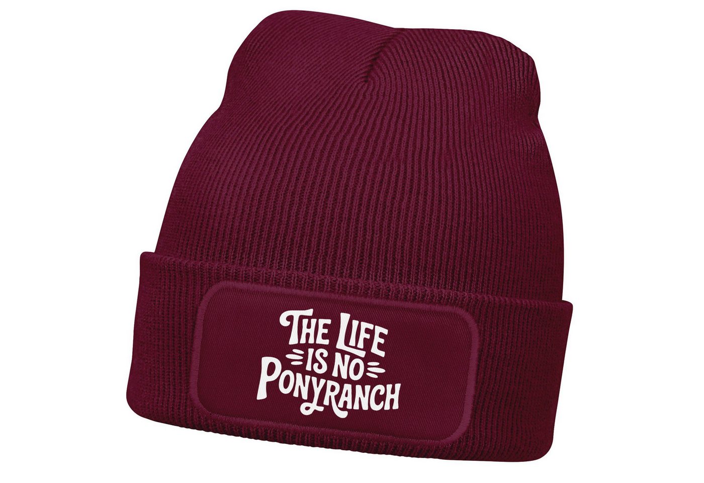 MoonWorks Strickmütze Damen Beanie Strickmütze mit Spruch Denglisch Life is no Ponyranch von MoonWorks