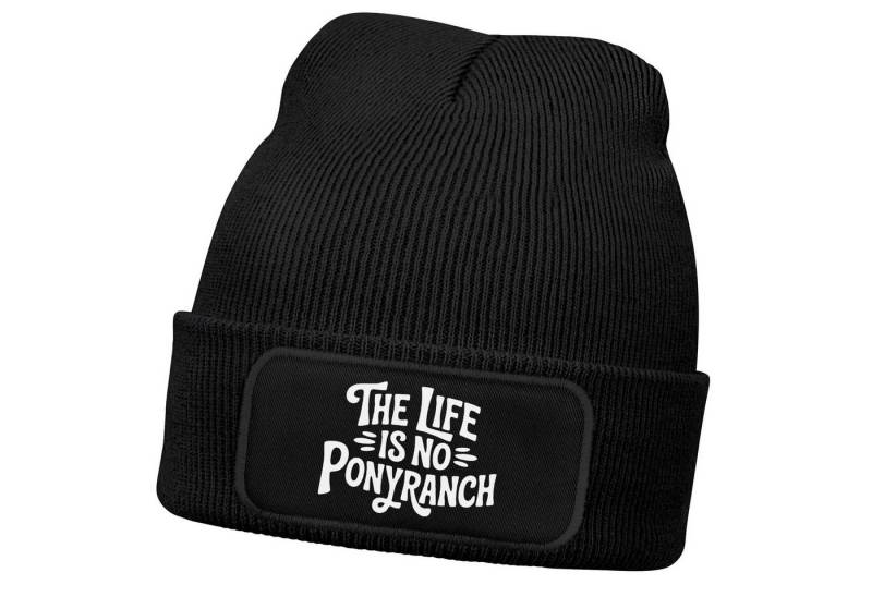 MoonWorks Strickmütze Damen Beanie Strickmütze mit Spruch Denglisch Life is no Ponyranch von MoonWorks