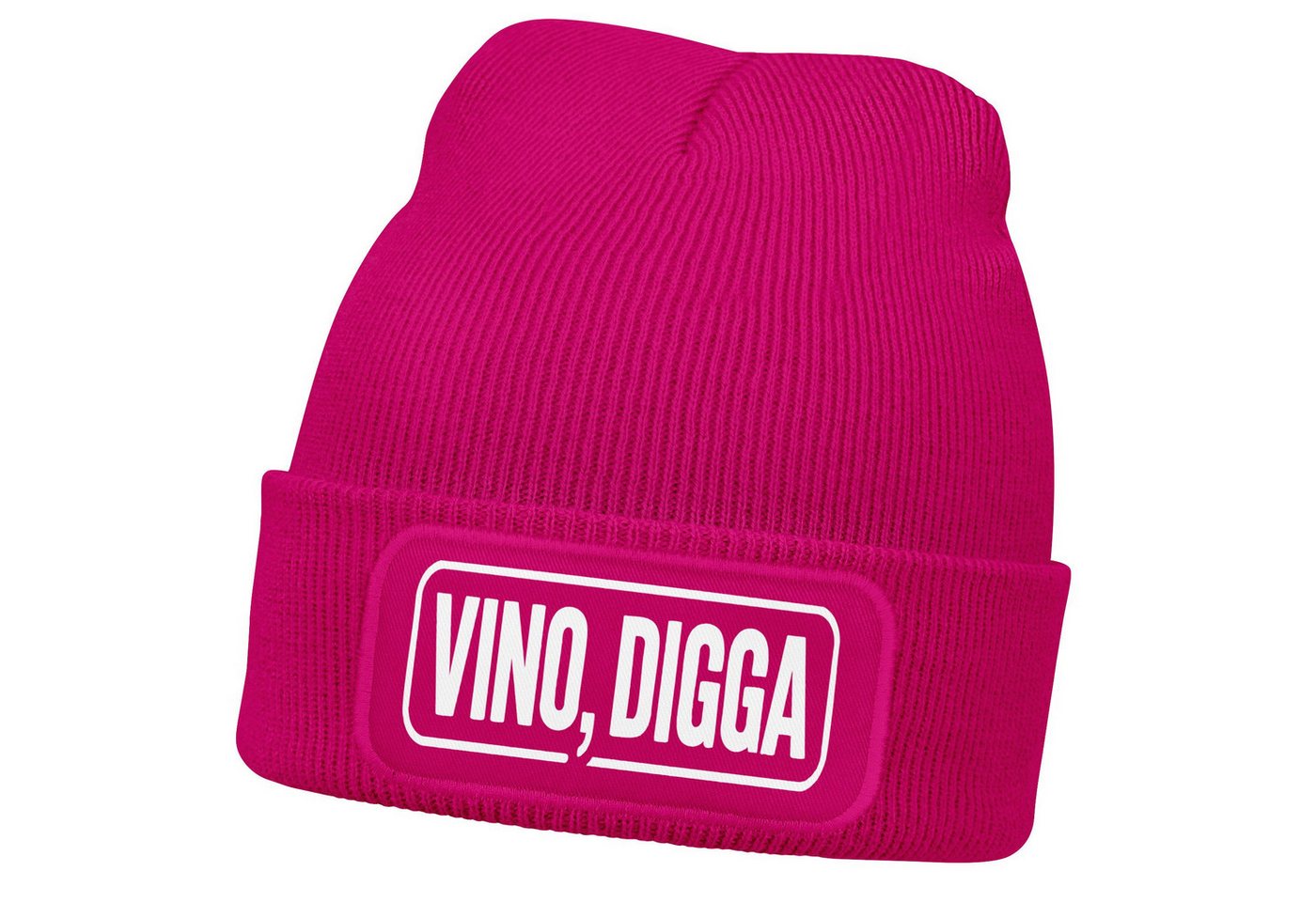 MoonWorks Strickmütze Damen Beanie Strickmütze mit Spruch Vino Digga Aufdruck Lustig von MoonWorks