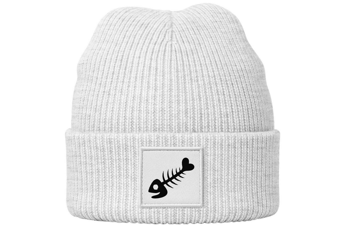 MoonWorks Strickmütze Damen Beanie mit Aufdruck Fischgräte Wintermütze Frauen Strickmütze von MoonWorks