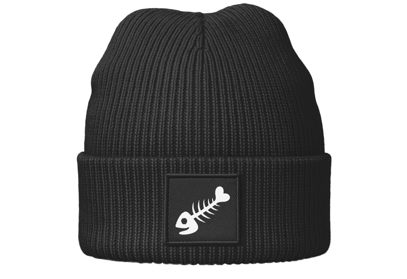 MoonWorks Strickmütze Damen Beanie mit Aufdruck Fischgräte Wintermütze Frauen Strickmütze von MoonWorks