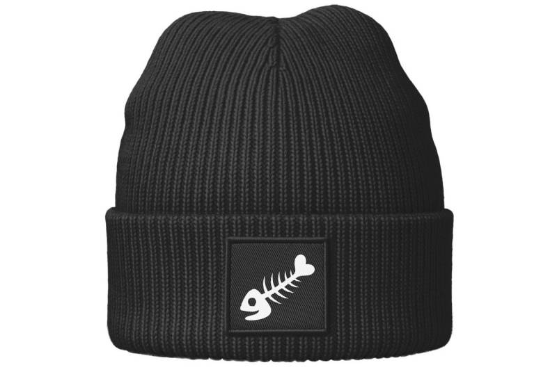 MoonWorks Strickmütze Damen Beanie mit Aufdruck Fischgräte Wintermütze Frauen Strickmütze von MoonWorks