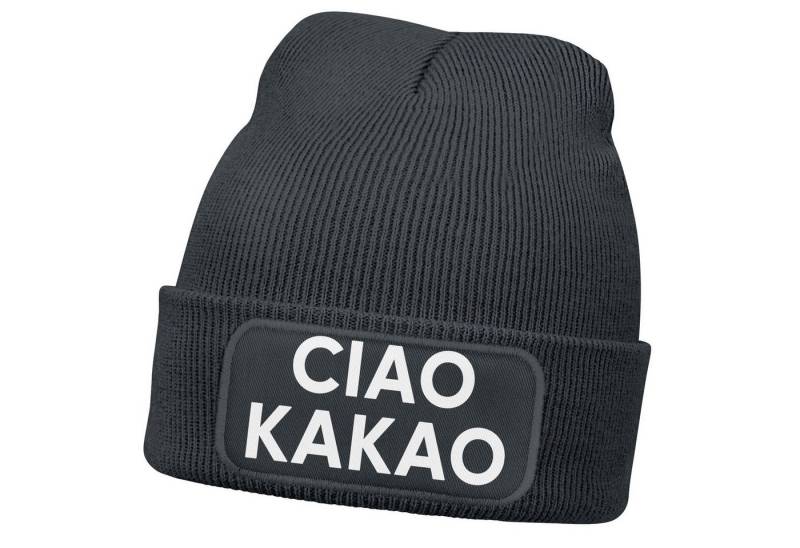 MoonWorks Strickmütze Damen Beanie mit Patch Ciao Kakao Strickmütze mit Spruch Aufdruck von MoonWorks