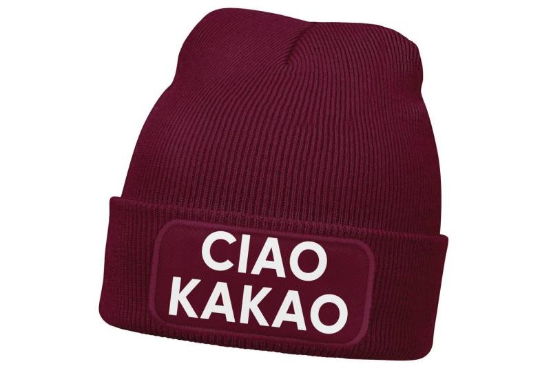 MoonWorks Strickmütze Damen Beanie mit Patch Ciao Kakao Strickmütze mit Spruch Aufdruck von MoonWorks