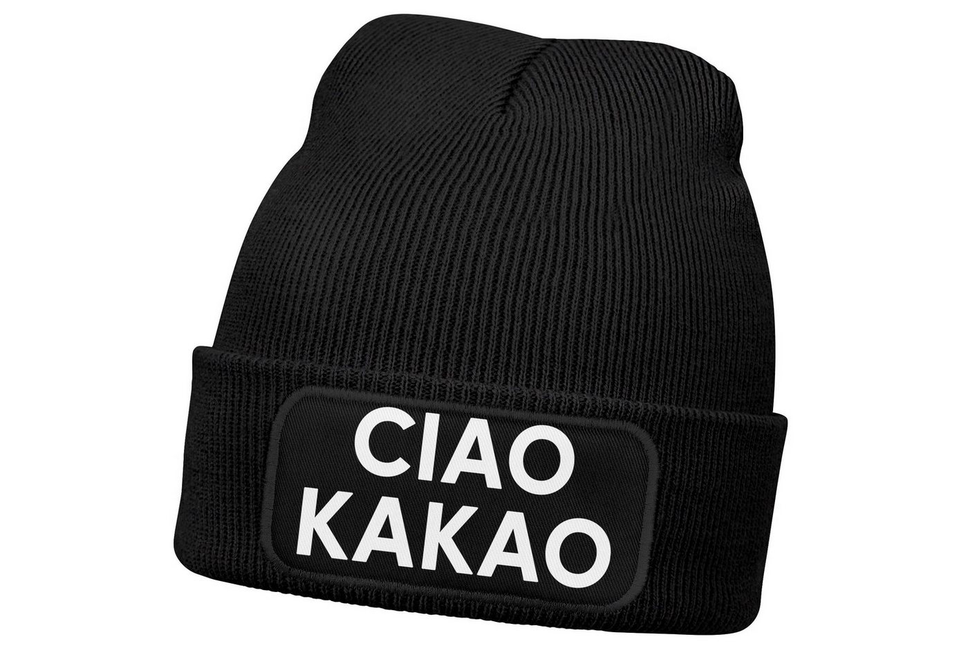 MoonWorks Strickmütze Damen Beanie mit Patch Ciao Kakao Strickmütze mit Spruch Aufdruck MoonWorks Strickmütze Damen Beanie mit Patch Ciao Kakao Strickmütze mit Spruch Aufdruck von MoonWorks