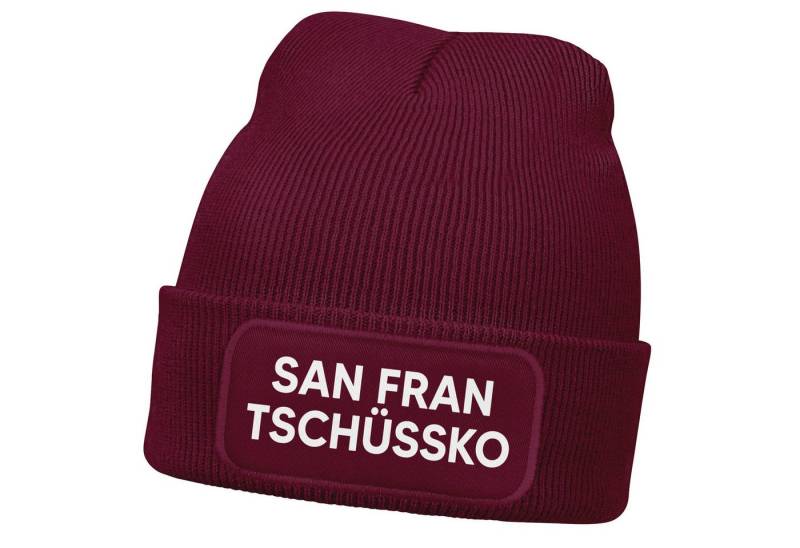 MoonWorks Strickmütze Damen Beanie mit Patch San Fran Tschüssiko Strickmütze mit Spruch von MoonWorks
