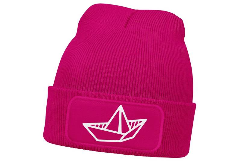 MoonWorks Strickmütze Damen Beanie mit Patch Strickmütze mit Papierboot Design Maritim MoonWorks Strickmütze Damen Beanie mit Patch Strickmütze mit Papierboot Design Maritim von MoonWorks