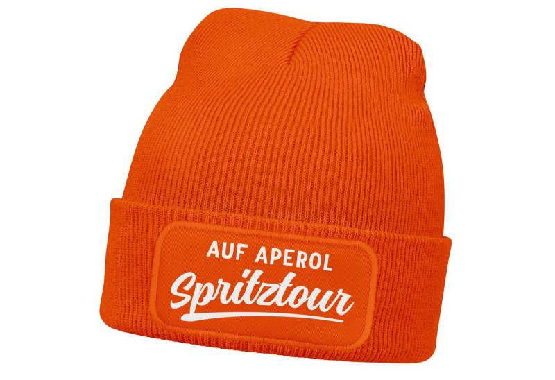 MoonWorks Strickmütze Damen Beanie mit Patch Strickmütze mit Spruch Aufdruck Auf Spritztour von MoonWorks