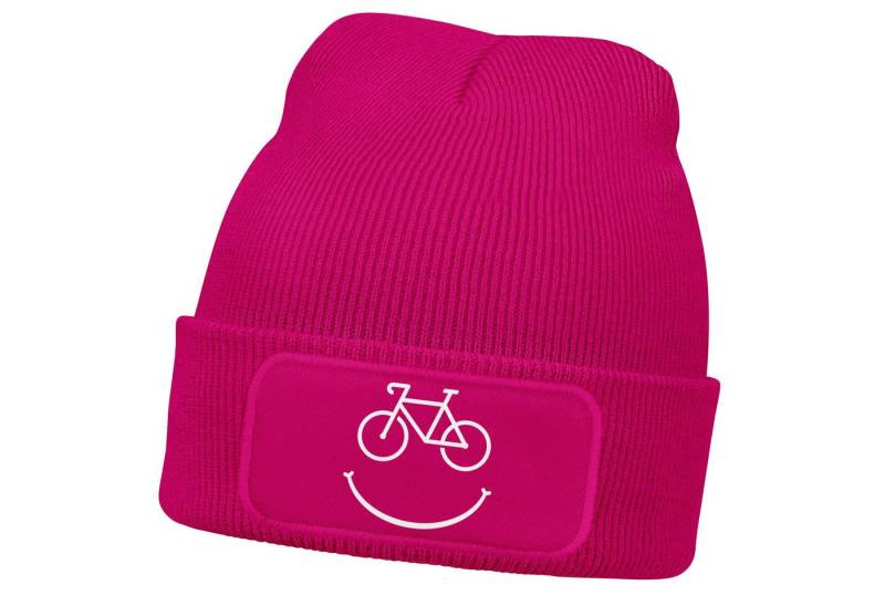 MoonWorks Strickmütze Damen Beanie mit Patch Strickmütze mit Spruch Aufdruck Lustig Fahrrad von MoonWorks
