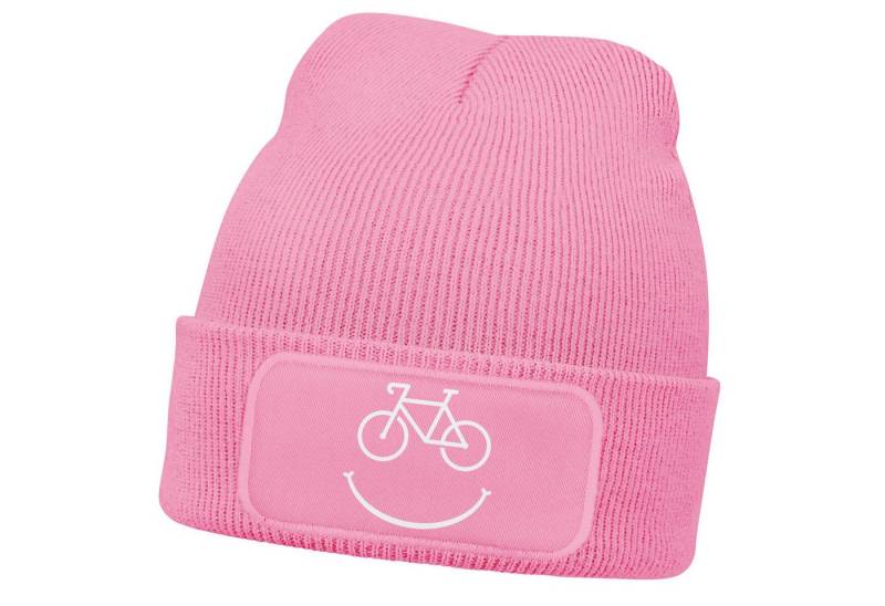 MoonWorks Strickmütze Damen Beanie mit Patch Strickmütze mit Spruch Aufdruck Lustig Fahrrad von MoonWorks