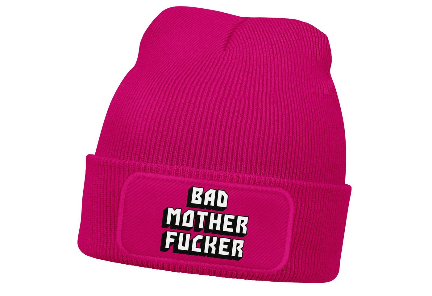 MoonWorks Strickmütze Damen Beanie mit Patch Strickmütze mit Spruch Bad Mother Fucker von MoonWorks