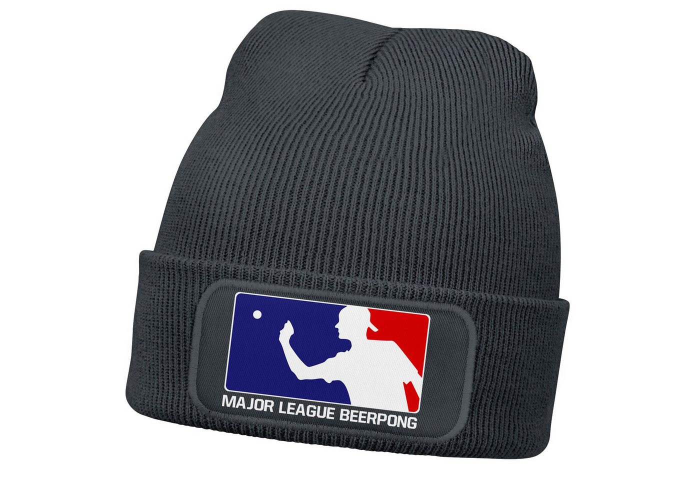 MoonWorks Strickmütze Damen Beanie mit Patch Strickmütze mit Spruch Beer Pong Party von MoonWorks