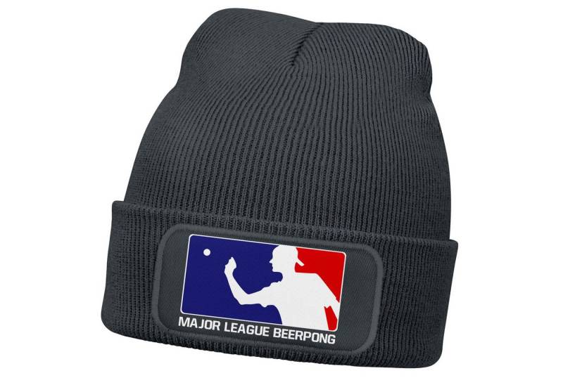 MoonWorks Strickmütze Damen Beanie mit Patch Strickmütze mit Spruch Beer Pong Party von MoonWorks