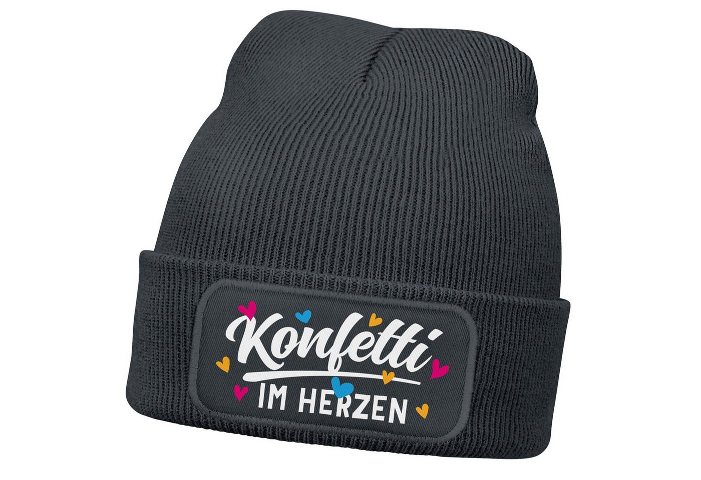 MoonWorks Strickmütze Damen Beanie mit Patch Strickmütze mit Spruch Fasching Karneval Party von MoonWorks