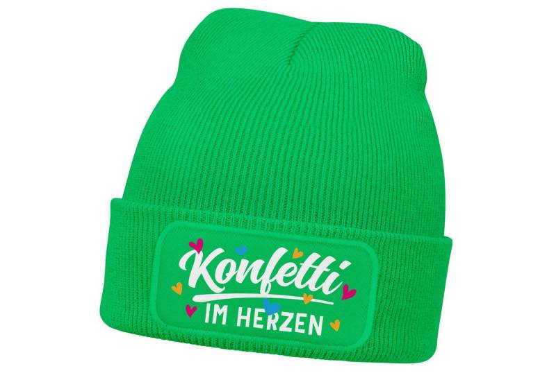 MoonWorks Strickmütze Damen Beanie mit Patch Strickmütze mit Spruch Fasching Karneval Party von MoonWorks