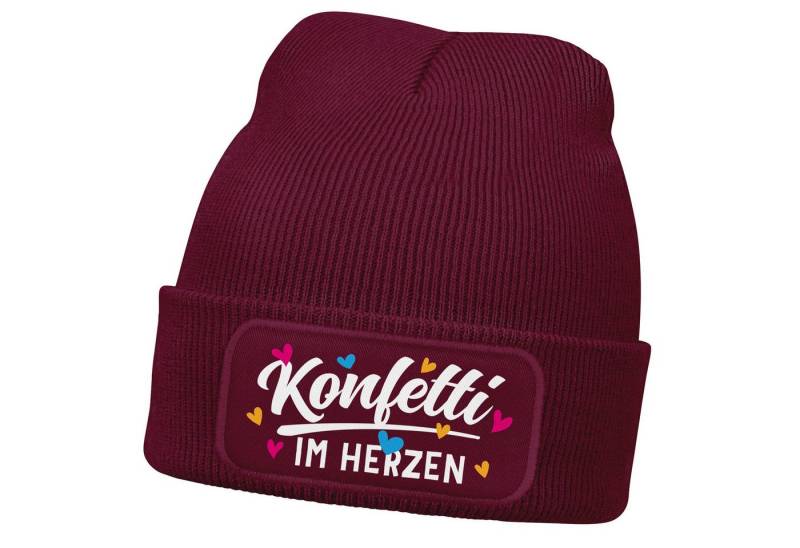 MoonWorks Strickmütze Damen Beanie mit Patch Strickmütze mit Spruch Fasching Karneval Party von MoonWorks
