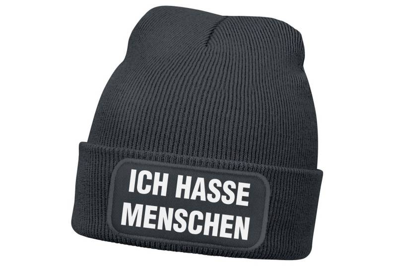 MoonWorks Strickmütze Damen Beanie mit Patch Strickmütze mit Spruch Ich hasse Menschen von MoonWorks