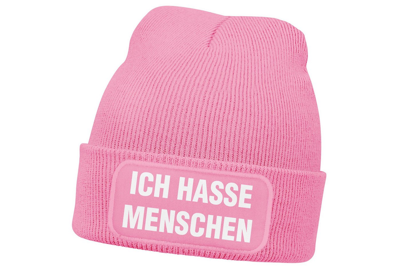 MoonWorks Strickmütze Damen Beanie mit Patch Strickmütze mit Spruch Ich hasse Menschen von MoonWorks