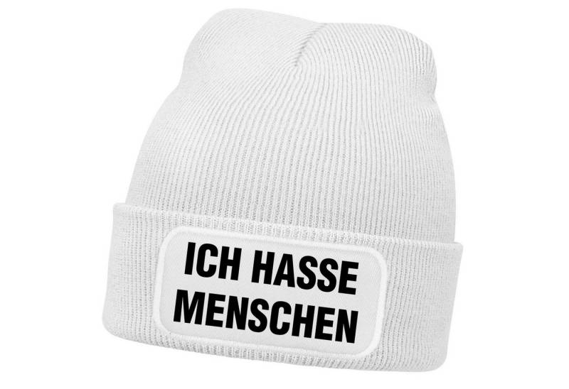 MoonWorks Strickmütze Damen Beanie mit Patch Strickmütze mit Spruch Ich hasse Menschen von MoonWorks